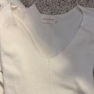 Dreamers Women's Cream V-Neck Sweater